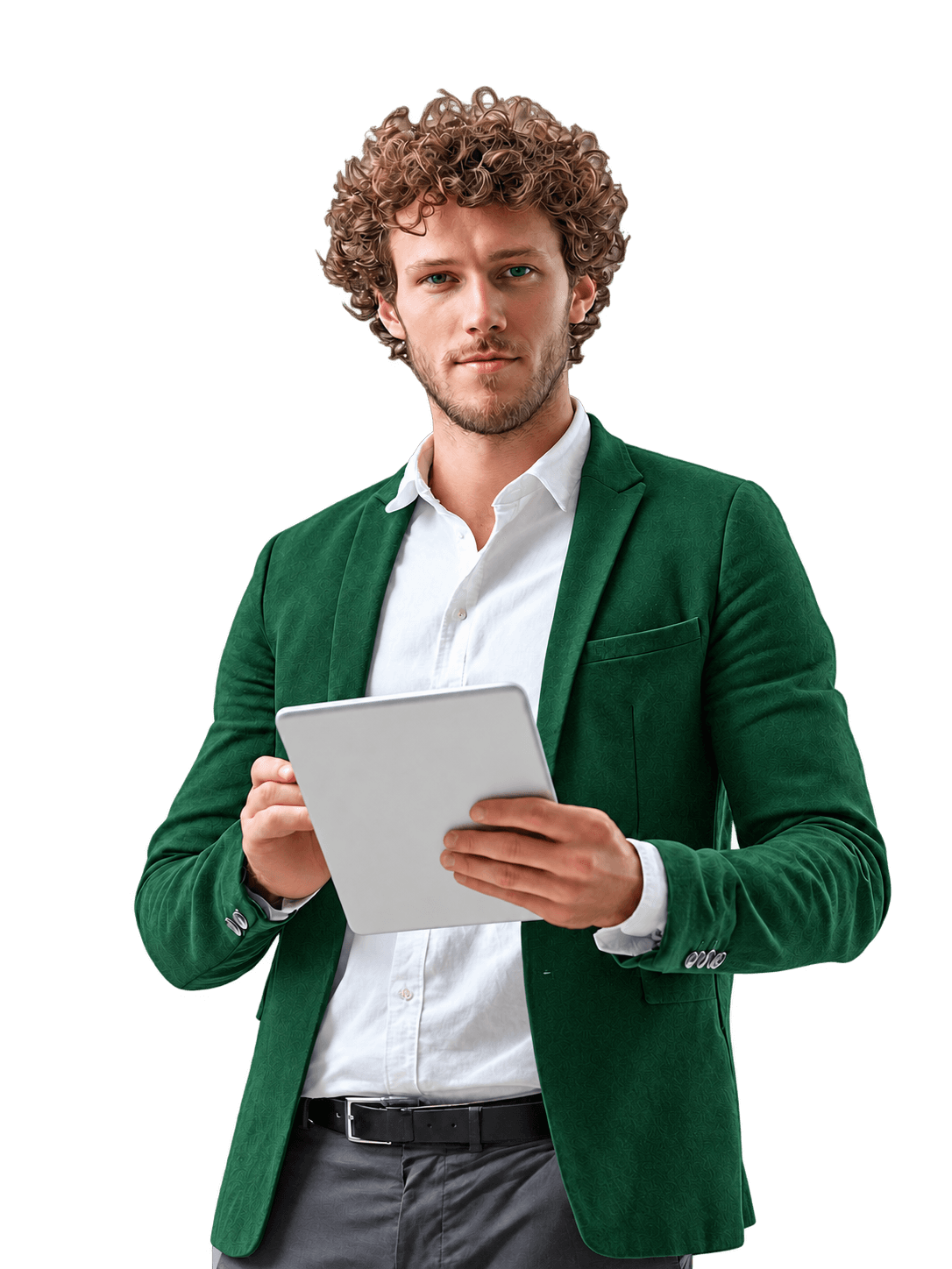 DeskLab professional holding a tablet