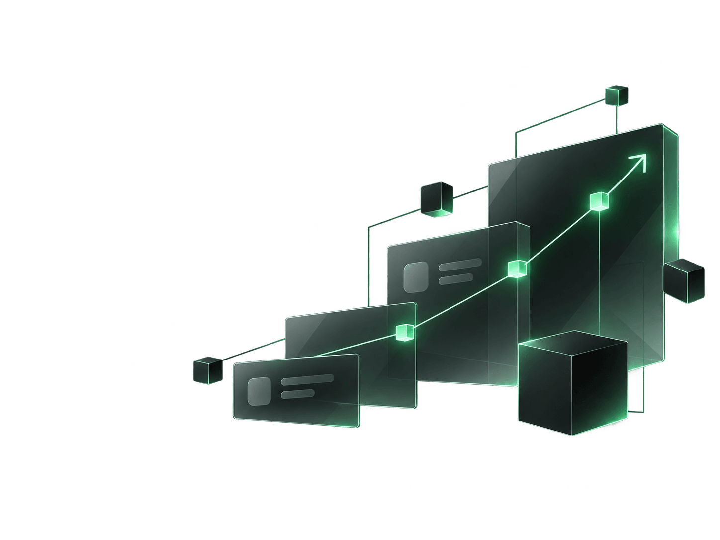 Green glass platforms forming an upward path