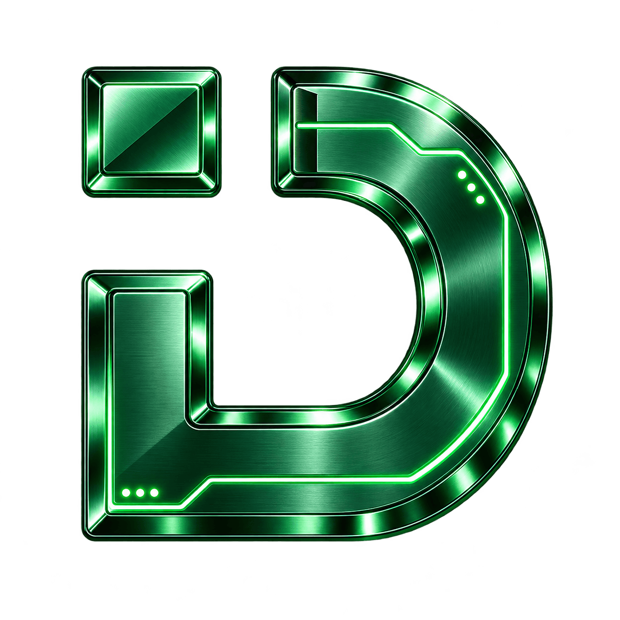 Sculptural green glass DeskLab symbol